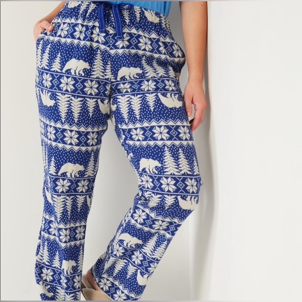 NWT Old Navy Snowflake Polar Bear Winter Pajama Pants 100% Cotton